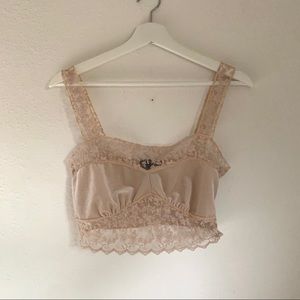 Tan Lace & Velvet Comfort Bralette